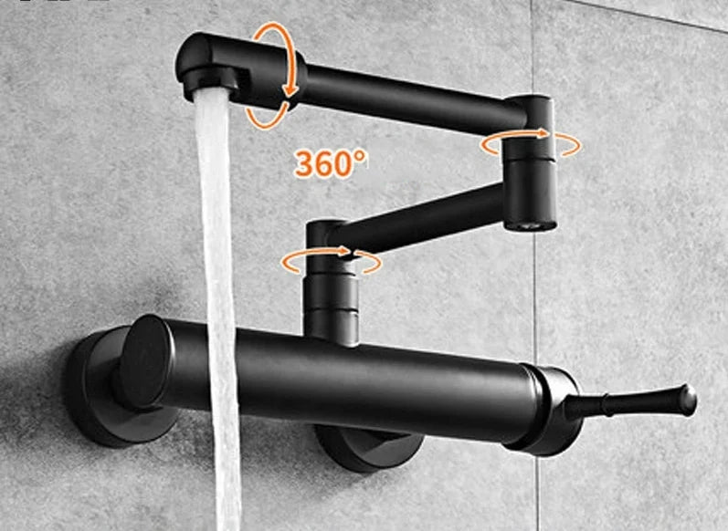 Wall-Mount Kitchen Faucet 360° Swivel Brass Single Handle