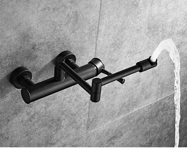 Wall-Mount Kitchen Faucet 360° Swivel Brass Single Handle