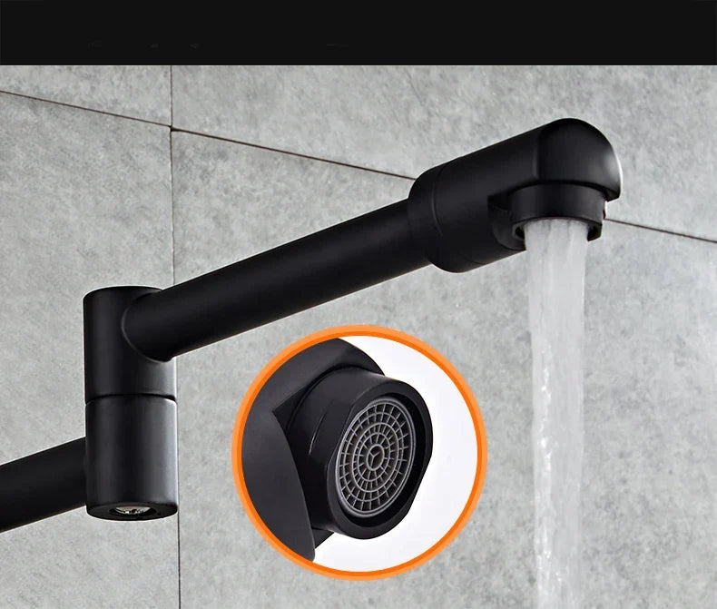 Wall-Mount Kitchen Faucet 360° Swivel Brass Single Handle