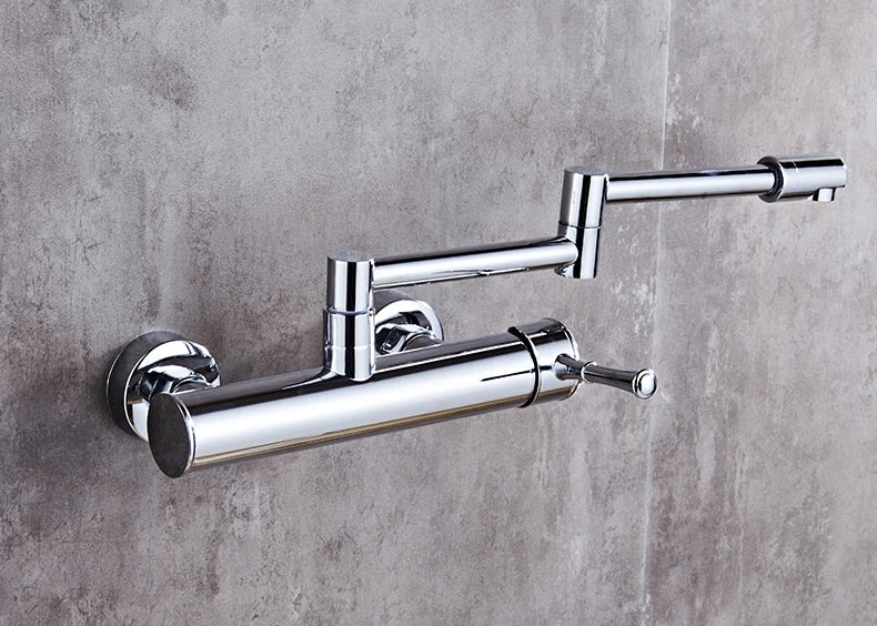 Wall-Mount Kitchen Faucet 360° Swivel Brass Single Handle