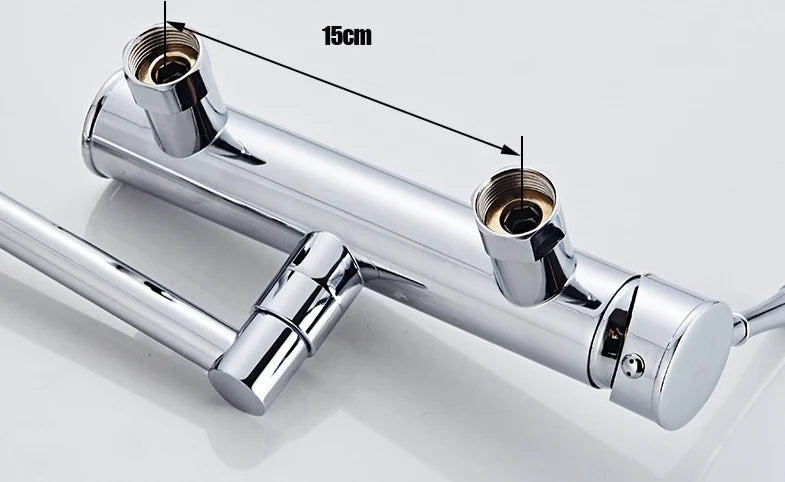 Wall-Mount Kitchen Faucet 360° Swivel Brass Single Handle