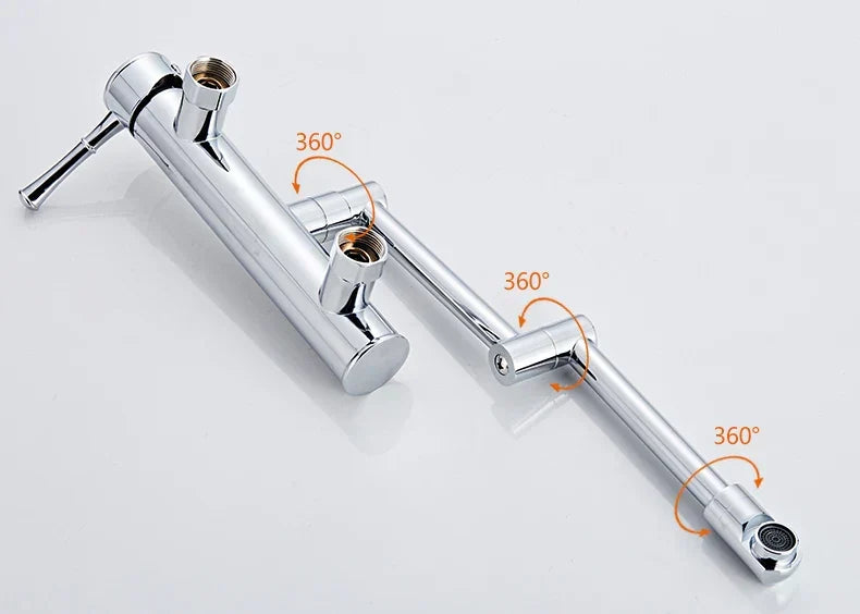 Wall-Mount Kitchen Faucet 360° Swivel Brass Single Handle