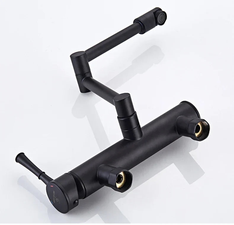 Wall-Mount Kitchen Faucet 360° Swivel Brass Single Handle