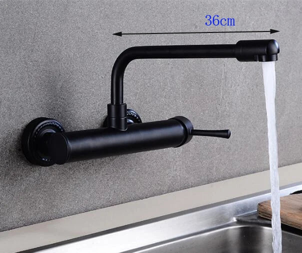 Wall-Mount Kitchen Faucet 360° Swivel Brass Single Handle