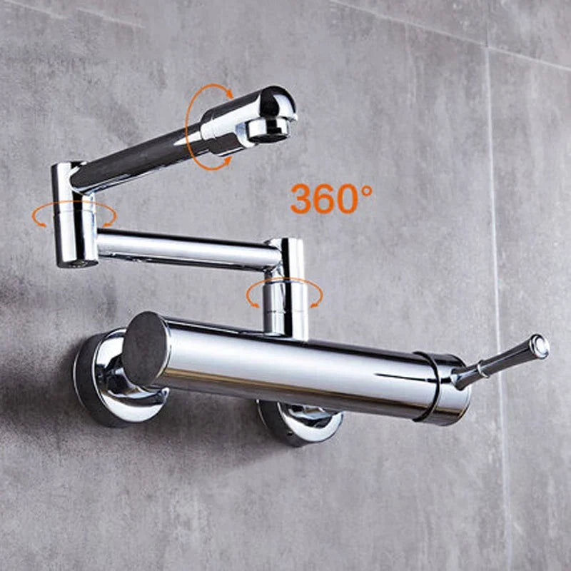 Wall-Mount Kitchen Faucet 360° Swivel Brass Single Handle