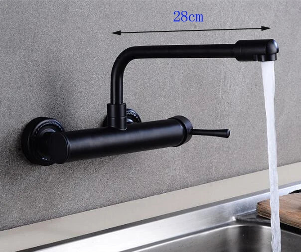 Wall-Mount Kitchen Faucet 360° Swivel Brass Single Handle