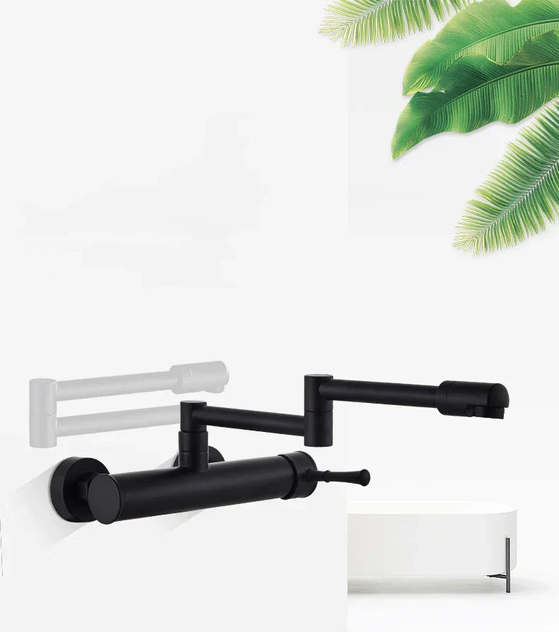 Wall-Mount Kitchen Faucet 360° Swivel Brass Single Handle