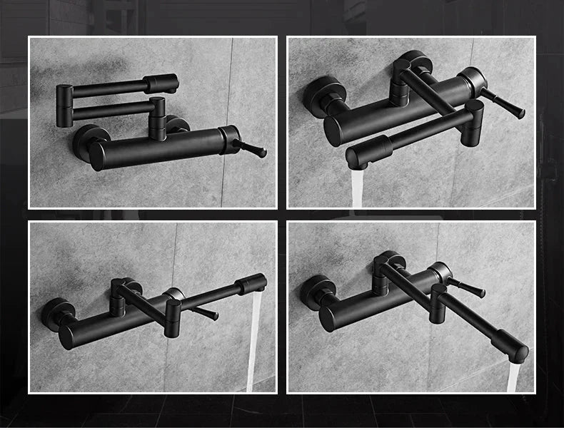 Wall-Mount Kitchen Faucet 360° Swivel Brass Single Handle