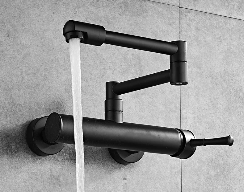 Wall-Mount Kitchen Faucet 360° Swivel Brass Single Handle