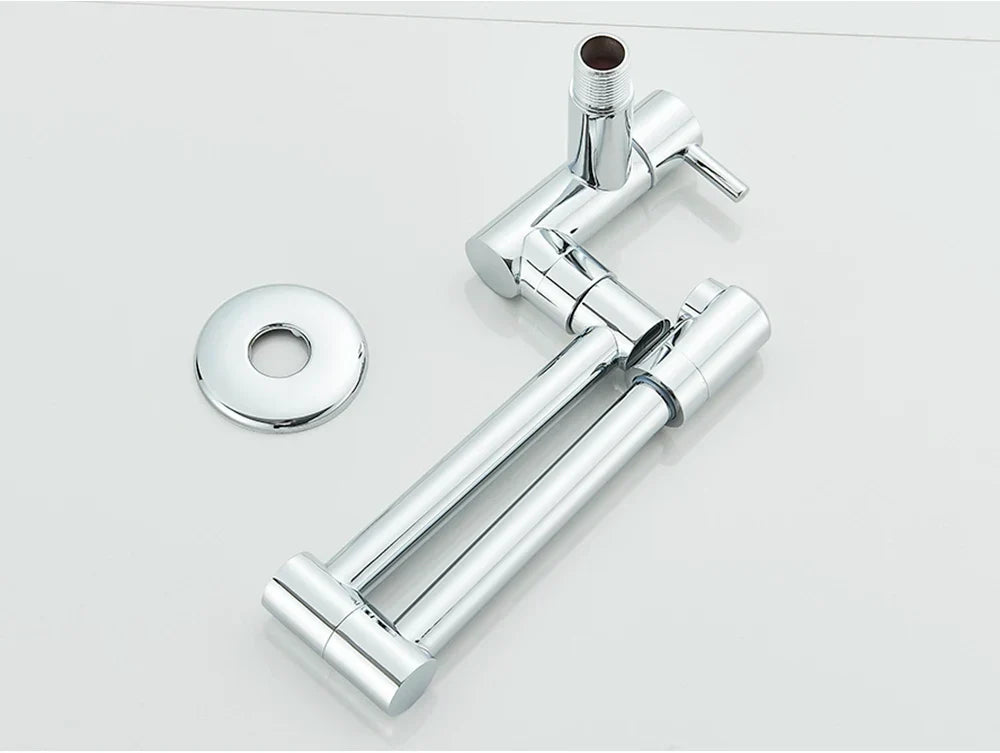 Wall-Mount Kitchen Faucet 360° Swivel Space-Saving Solid Brass