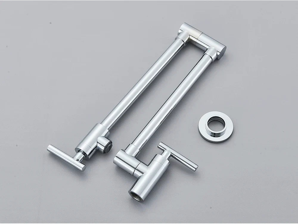 Wall-Mount Kitchen Faucet 360° Swivel Space-Saving Solid Brass