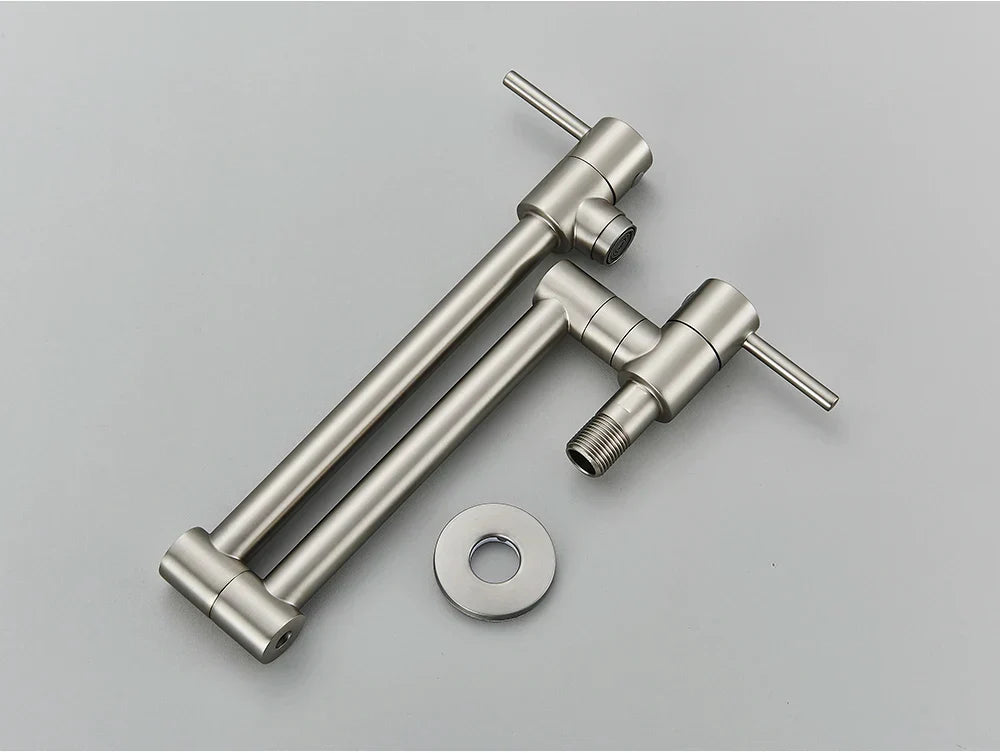 Wall-Mount Kitchen Faucet 360° Swivel Space-Saving Solid Brass