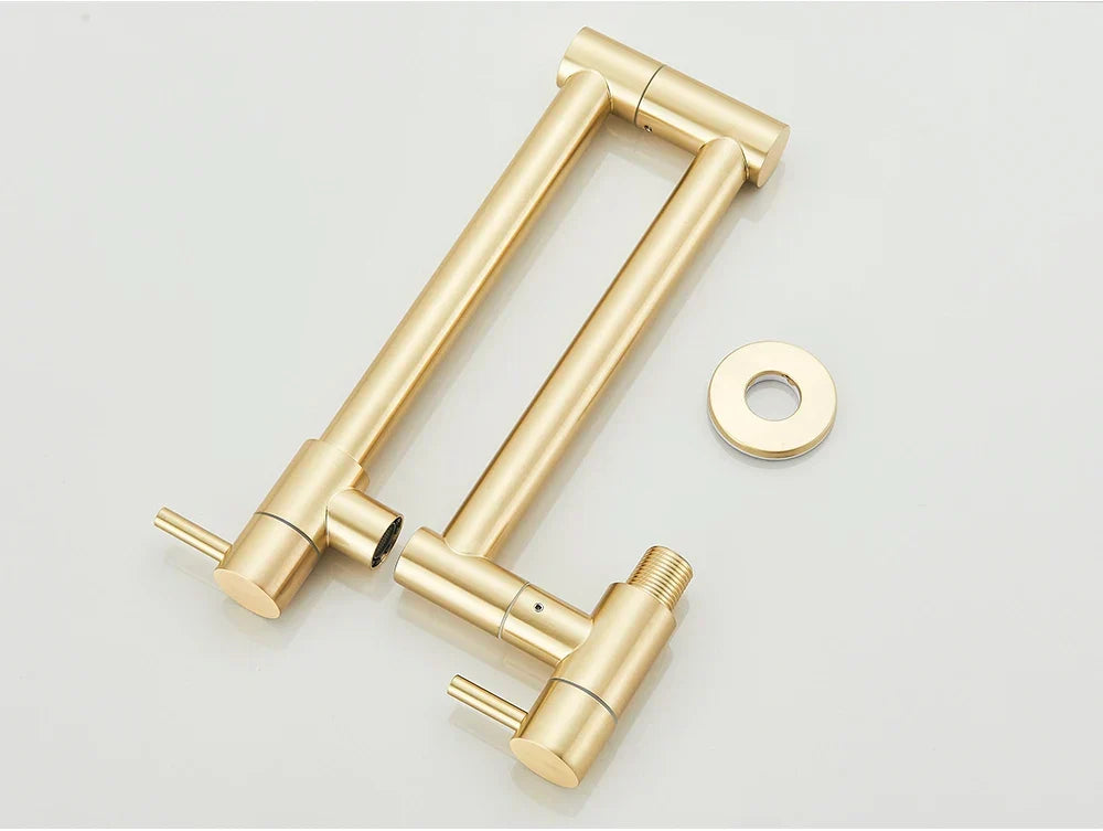 Wall-Mount Kitchen Faucet 360° Swivel Space-Saving Solid Brass