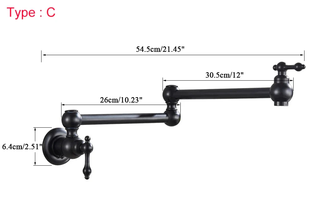 Wall-Mount Kitchen Faucet 360° Swivel Space-Saving Solid Brass