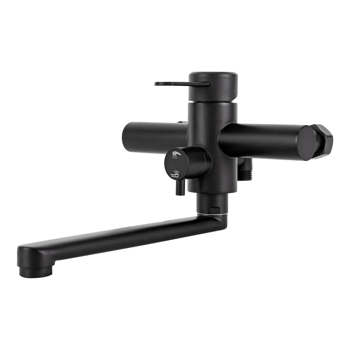 Wall-Mount Kitchen Faucet 360° Swivel Spout Extendable Side Sprayer