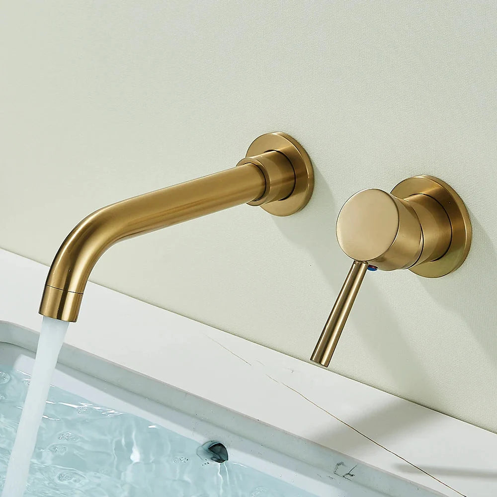 Wall-Mounted Basin Faucet Concealed Solid Brass 360° Spout