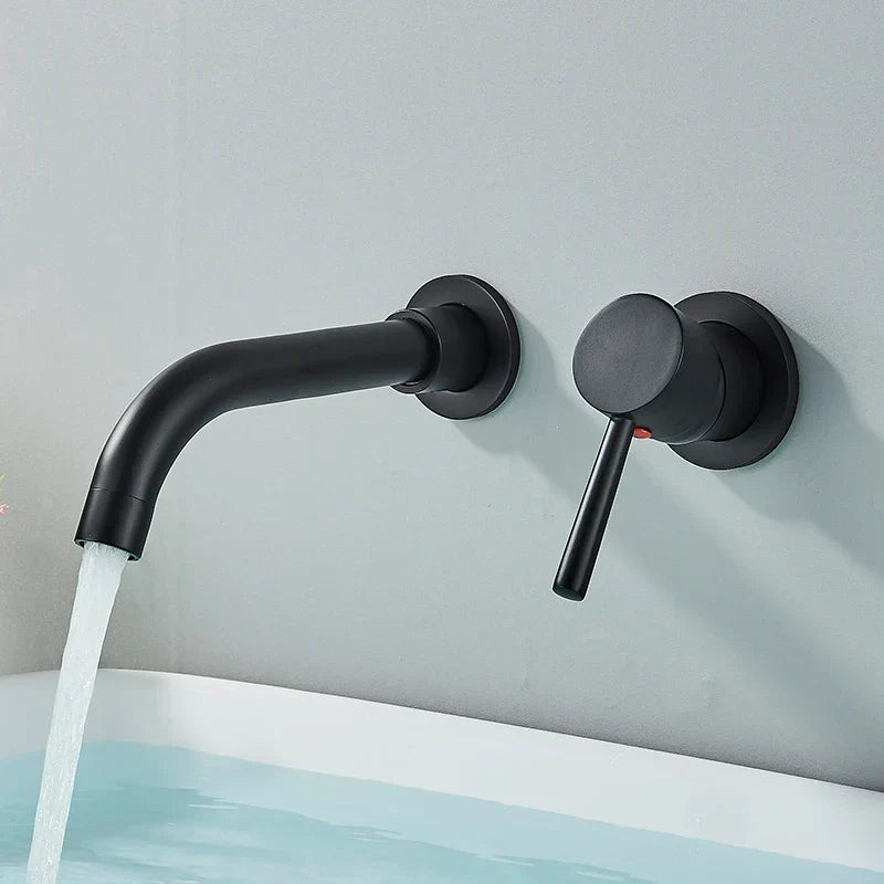 Wall-Mounted Basin Faucet Concealed Solid Brass 360° Spout
