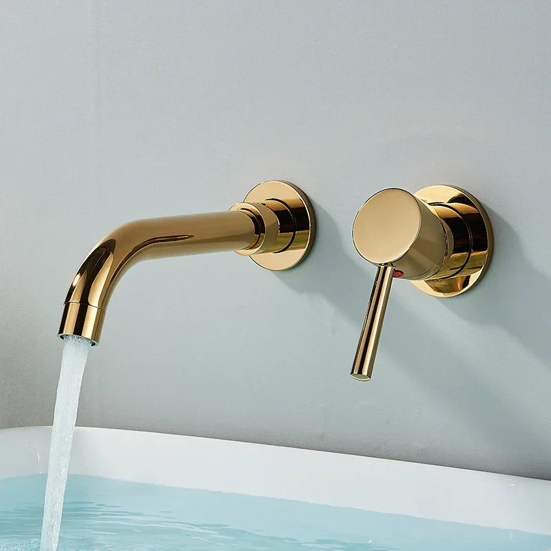 Wall-Mounted Basin Faucet Concealed Solid Brass 360° Spout