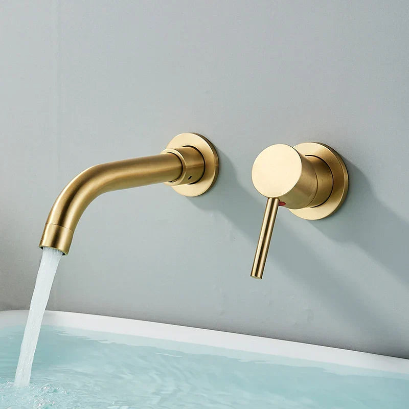 Wall-Mounted Basin Faucet Concealed Solid Brass 360° Spout