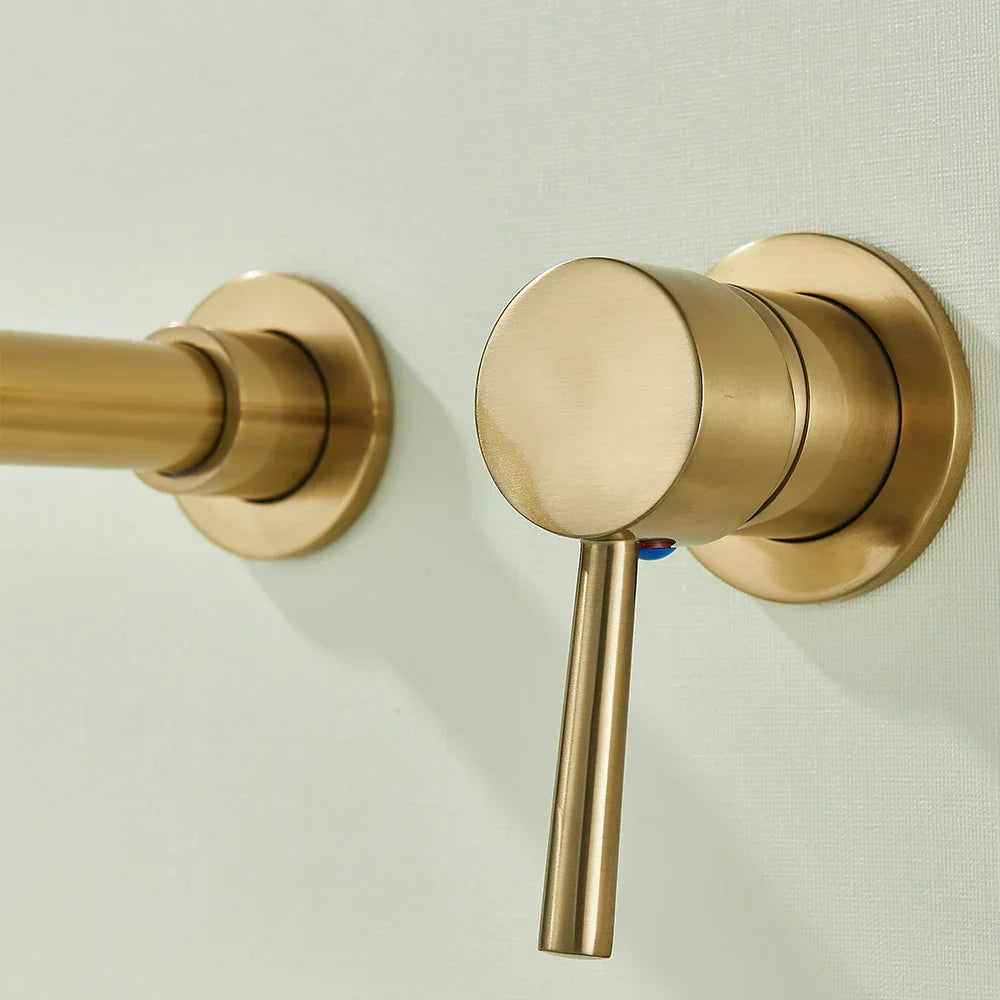 Wall-Mounted Basin Faucet Concealed Solid Brass 360° Spout