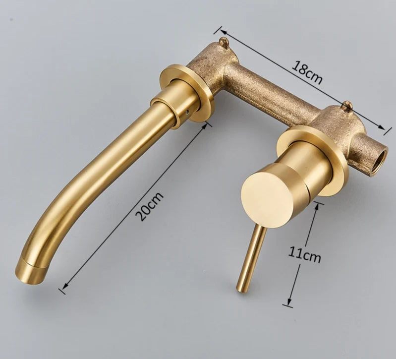 Wall-Mounted Basin Faucet Concealed Solid Brass 360° Spout