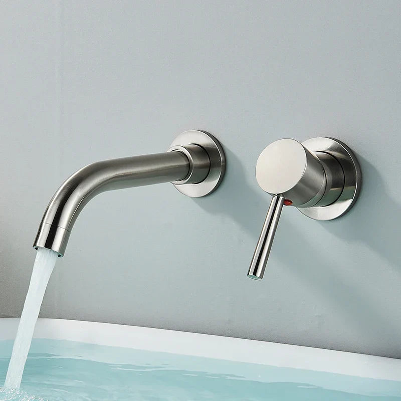 Wall-Mounted Basin Faucet Concealed Solid Brass 360° Spout