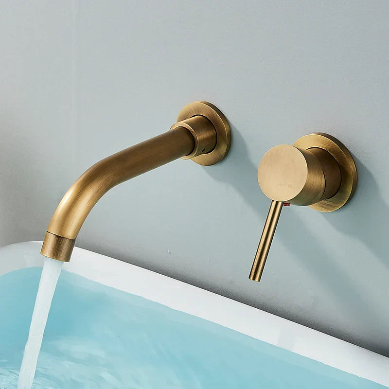 Wall-Mounted Basin Faucet Concealed Solid Brass 360° Spout