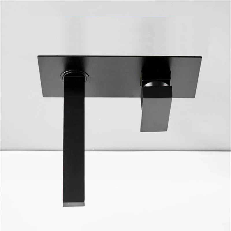 Wall-Mounted Basin Faucet Solid Brass Matte Black