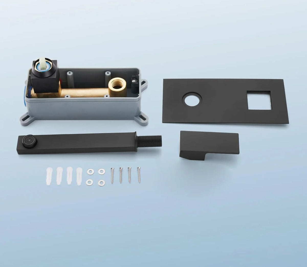 Wall-Mounted Basin Faucet Solid Brass Matte Black
