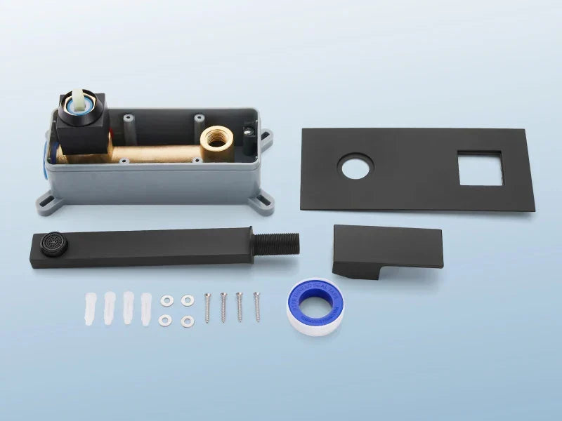 Wall-Mounted Basin Faucet Solid Brass Matte Black