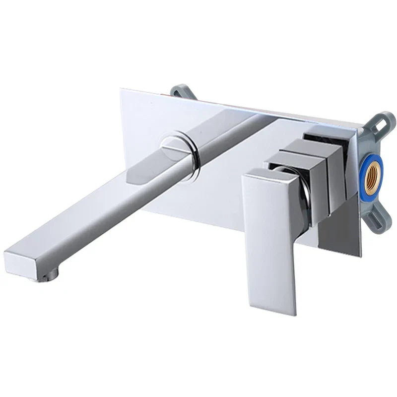 Wall-Mounted Basin Faucet Solid Brass Matte Black