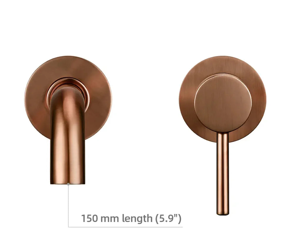 Wall-Mounted Bathroom Faucet Rose Gold Solid Brass