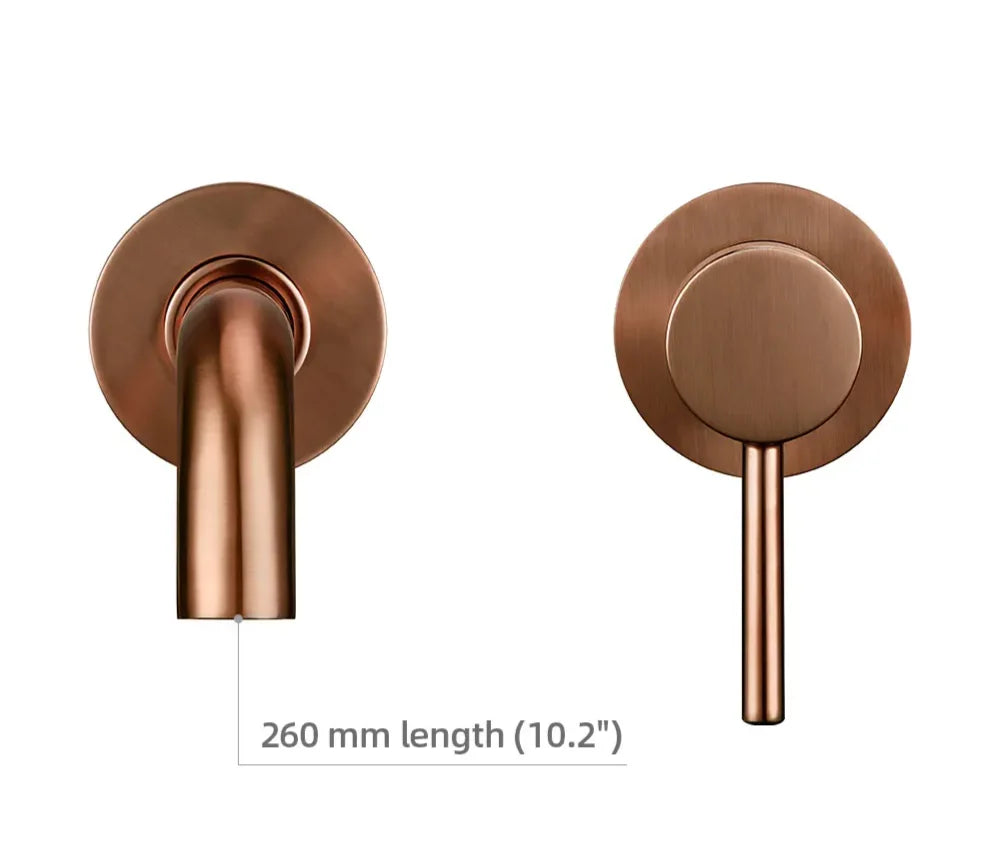 Wall-Mounted Bathroom Faucet Rose Gold Solid Brass