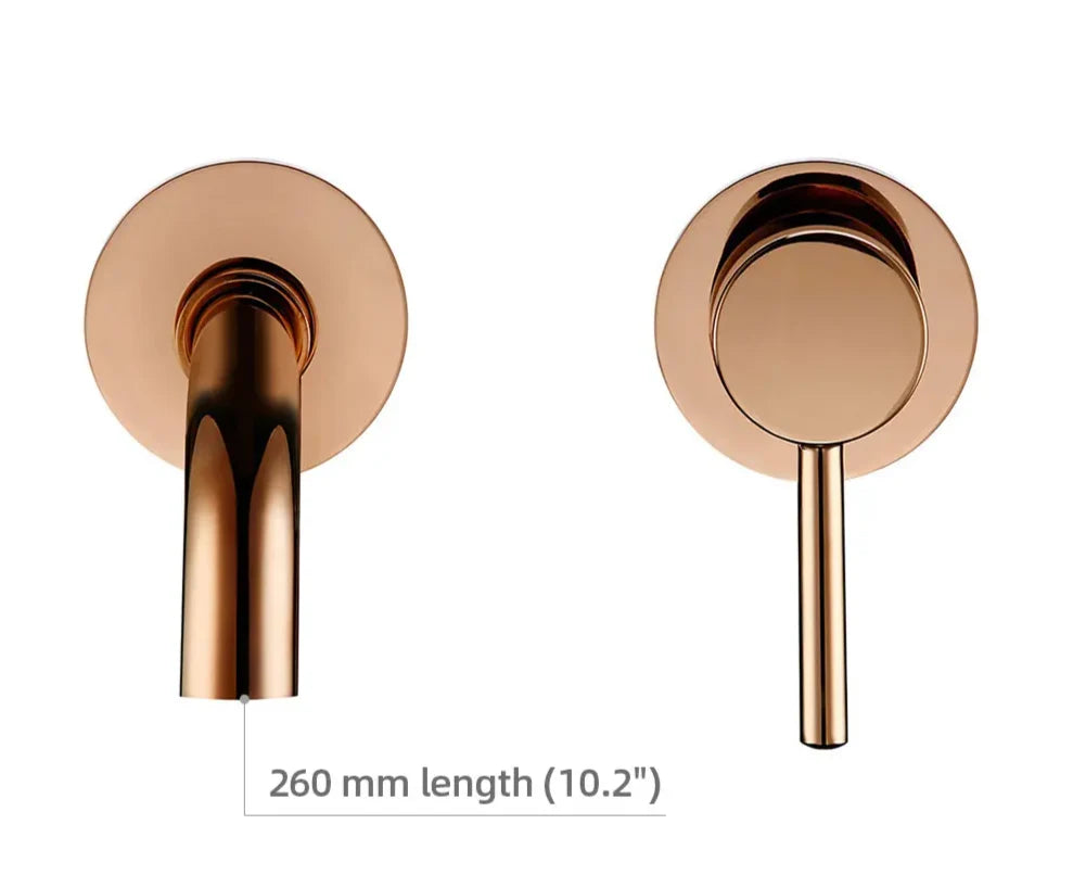 Wall-Mounted Bathroom Faucet Rose Gold Solid Brass
