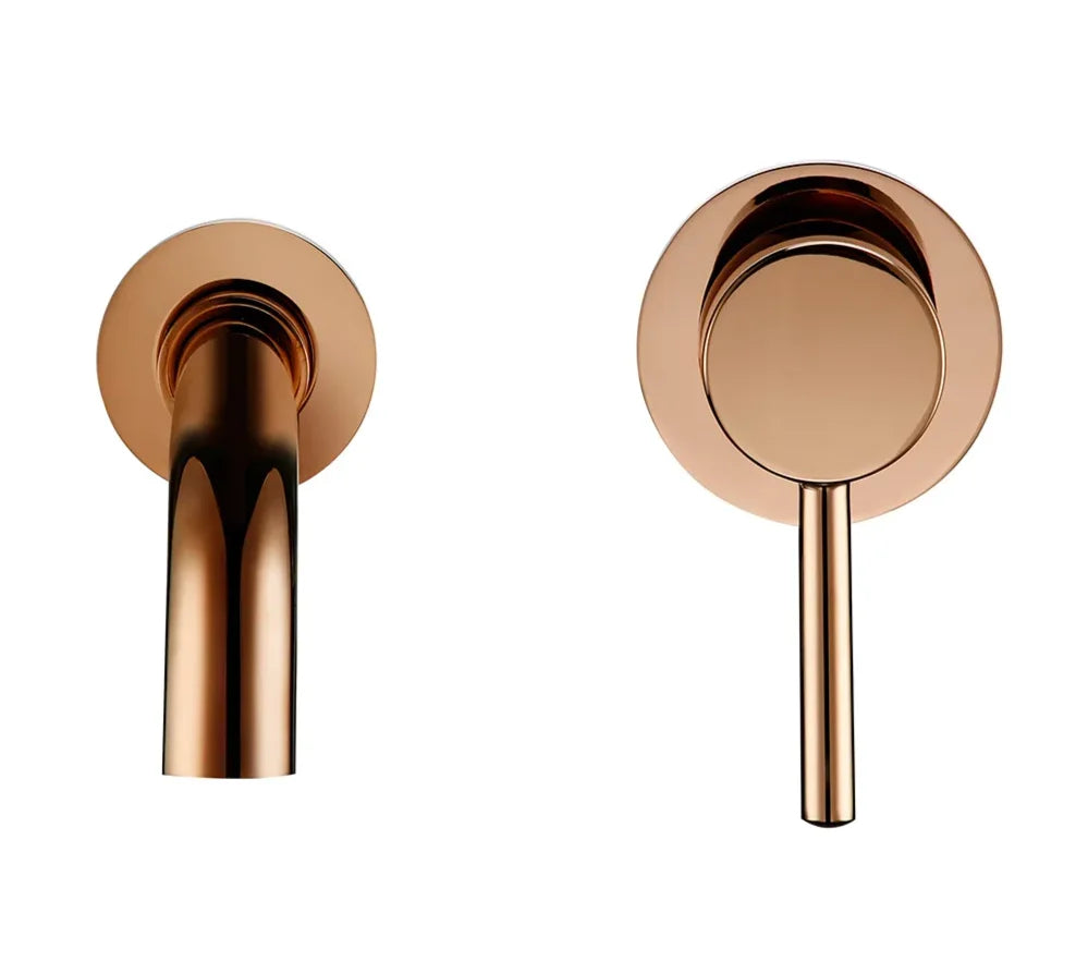 Wall-Mounted Bathroom Faucet Rose Gold Solid Brass