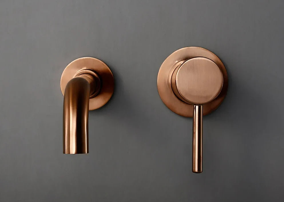 Wall-Mounted Bathroom Faucet Rose Gold Solid Brass