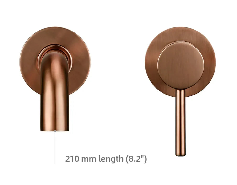 Wall-Mounted Bathroom Faucet Rose Gold Solid Brass