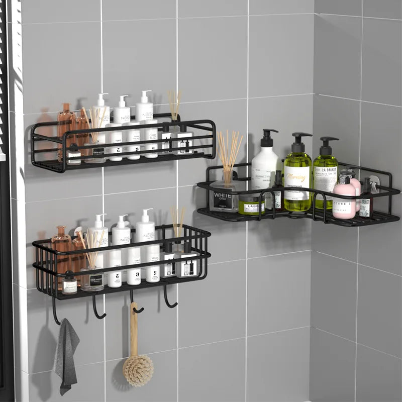 Wall-Mounted Corner Shelf Rust-Resistant Iron Perforated Surface
