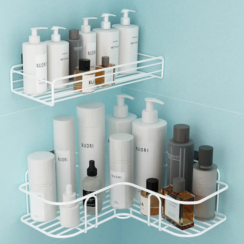 Wall-Mounted Corner Shelf Rust-Resistant Iron Perforated Surface