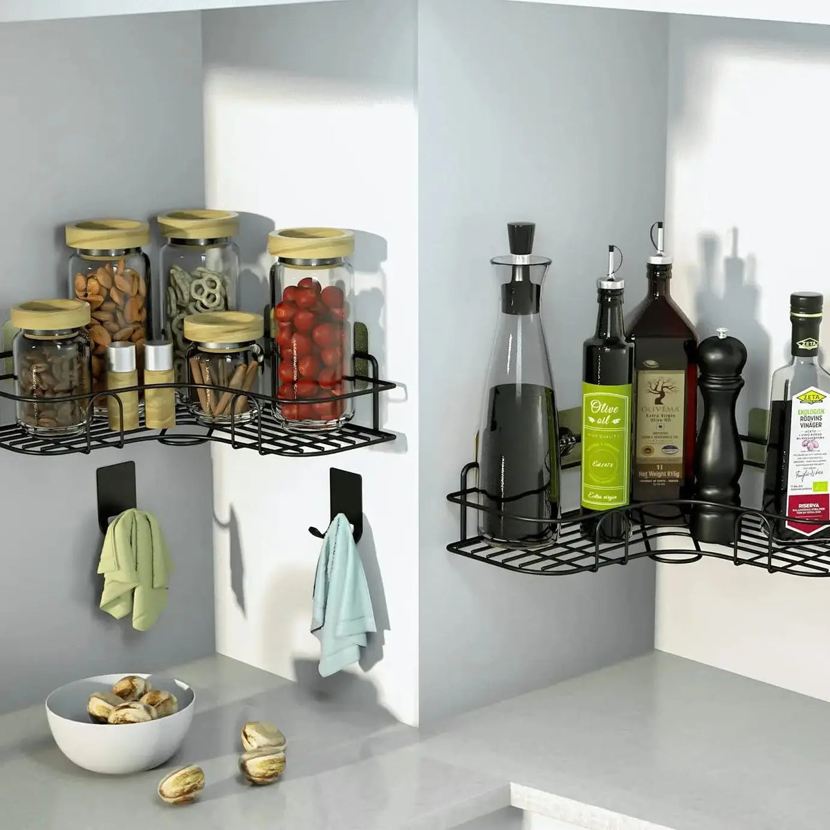 Wall-Mounted Corner Shelf Rust-Resistant Iron Perforated Surface