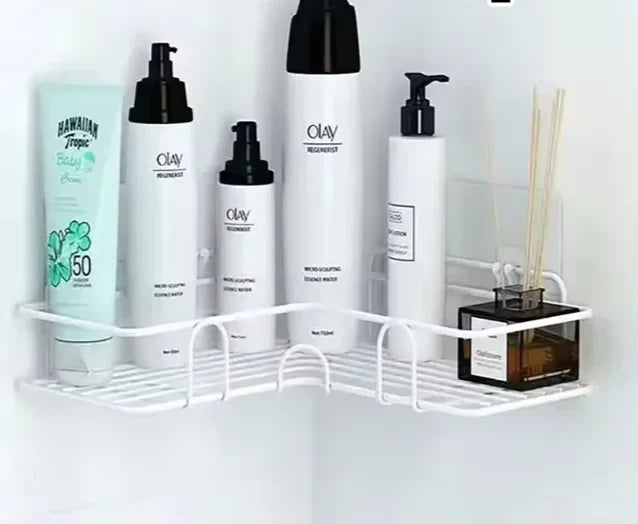 Wall-Mounted Corner Shelf Rust-Resistant Iron Perforated Surface
