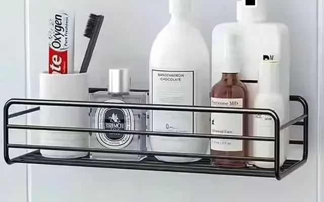 Wall-Mounted Corner Shelf Rust-Resistant Iron Perforated Surface