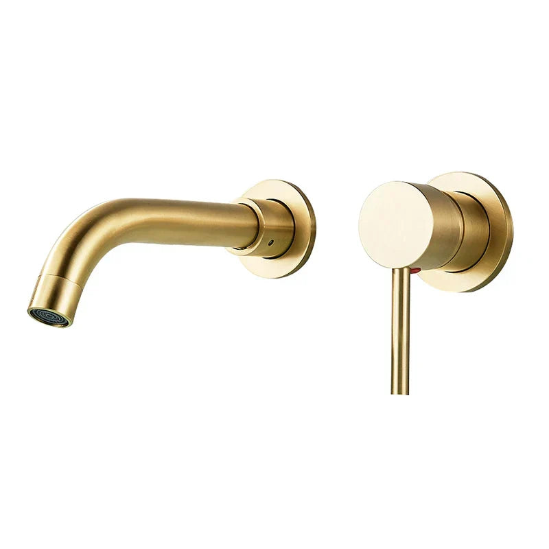 Wall-Mounted Faucet Concealed Solid Brass Swivel Spout