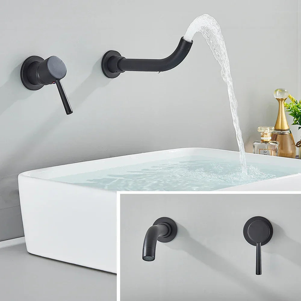 Wall-Mounted Faucet Concealed Solid Brass Swivel Spout