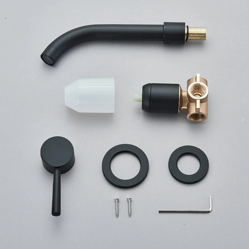 Wall-Mounted Faucet Concealed Solid Brass Swivel Spout