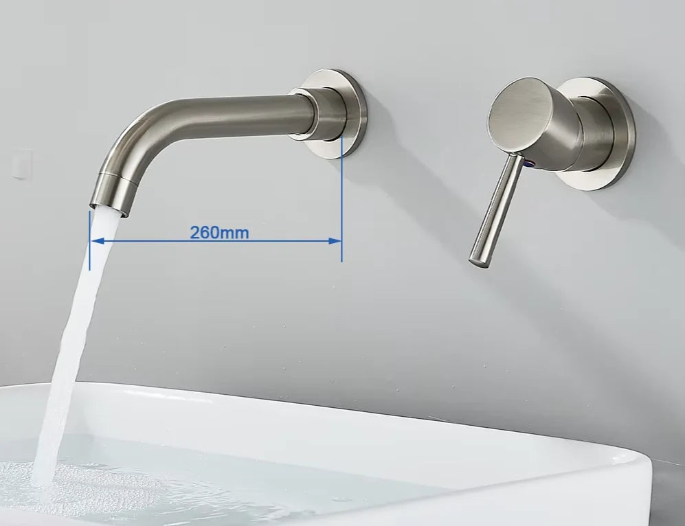 Wall-Mounted Faucet Concealed Solid Brass Swivel Spout
