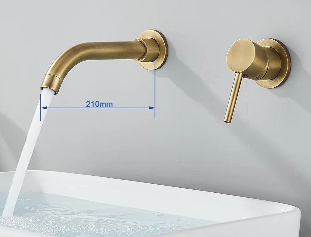 Wall-Mounted Faucet Concealed Solid Brass Swivel Spout