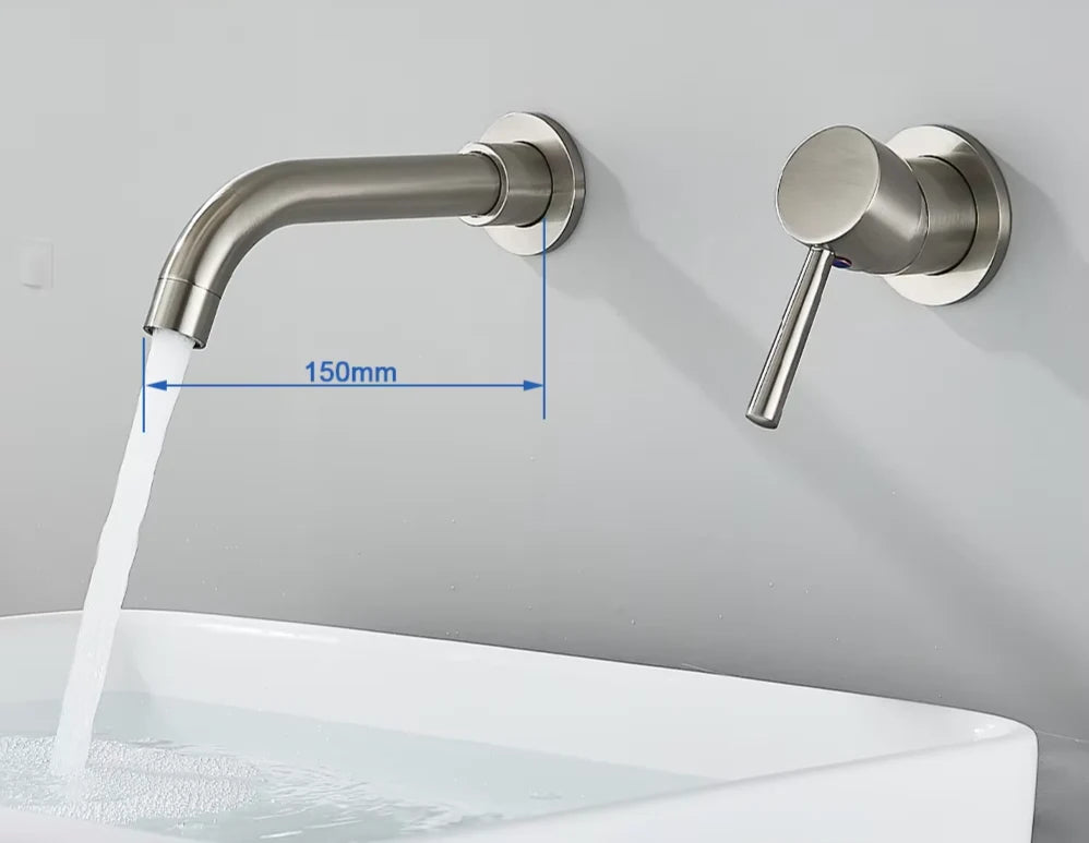 Wall-Mounted Faucet Concealed Solid Brass Swivel Spout