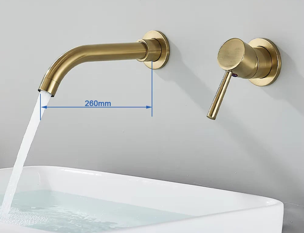 Wall-Mounted Faucet Concealed Solid Brass Swivel Spout