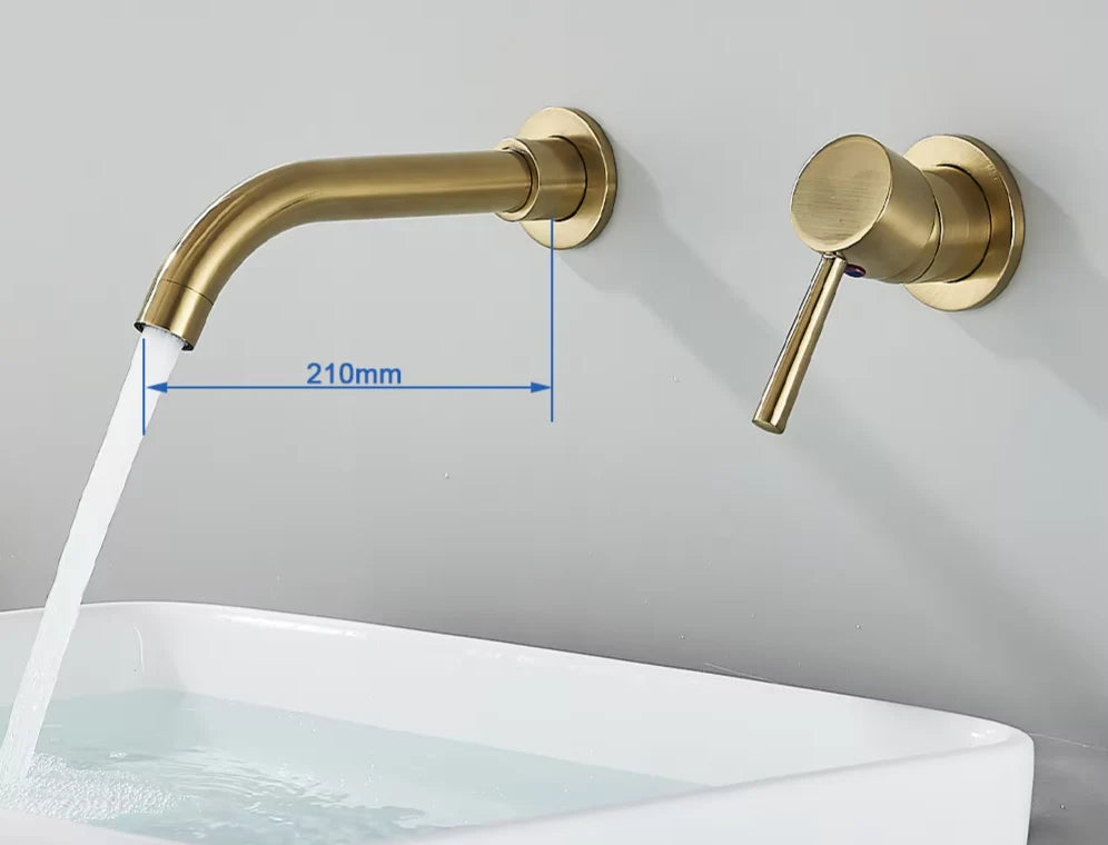 Wall-Mounted Faucet Concealed Solid Brass Swivel Spout
